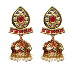 *Разноцветные и золотые индийские серьги с искусственными камнями, перламутровыми бусинками