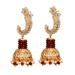 *Золотые индийские серьги со стразами, перламутровыми бусинками