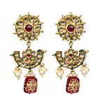 *Разноцветные и золотые индийские серьги с искусственными камнями, перламутровыми бусинками
