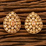 *Молочные и золотые индийские серьги из латуни со стразами