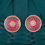 *Молочные и золотые латунные индийские серьги с искусственными камнями