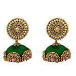 *Зелёные и золотые индийские серьги со стразами, бисером