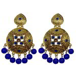 *Золотые и синие латунные индийские серьги со стразами