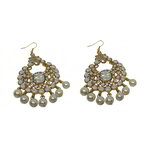 *Молочные и золотые латунные индийские серьги со стразами