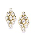 *Молочные и золотые латунные индийские серьги со стразами