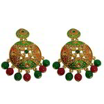 *Разноцветные и золотые латунные индийские серьги со стразами