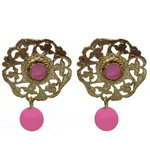 *Золотые и розовые латунные индийские серьги со стразами
