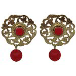 *Золотые латунные индийские серьги со стразами