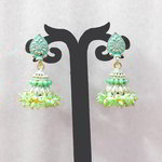 *Зелёные и золотые индийские серьги с бисером