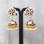 *Бордовые, золотые и красные индийские серьги с бисером