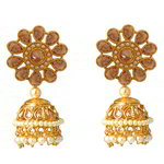 *Молочные и золотые латунные индийские серьги с бисером, перламутровыми бусинками