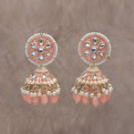 *Молочные и золотые индийские серьги из латуни с искусственными камнями, перламутровыми бусинками