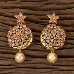 *Золотые индийские серьги из латуни с бисером, перламутровыми бусинками