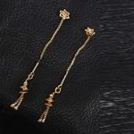 *Молочные и золотые латунные индийские серьги со стразами