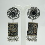 *Серебристые, чёрные и серые индийские серьги с бисером