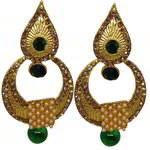 *Золотые латунные индийские серьги со стразами