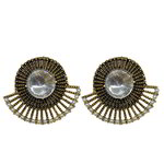 *Молочные и золотые латунные индийские серьги со стразами