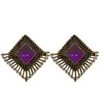 *Лиловые, фиолетовые и золотые латунные индийские серьги со стразами