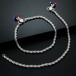 *Серебристый браслет на ногу с бисером