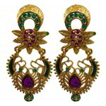 *Разноцветные и золотые латунные индийские серьги со стразами