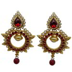 *Золотые латунные индийские серьги со стразами