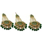 *Зелёные и золотые латунные индийские серьги со стразами