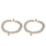 *Молочный и золотой медный и латунный браслет на ногу с искусственными камнями