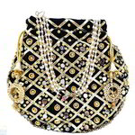 *Чёрная и серая бархатная сумочка-мешочек с бисером