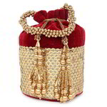 *Бордовая и красная бархатная сумочка-мешочек с пайетками