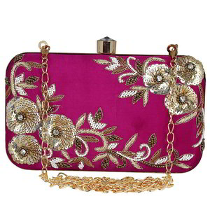 Розовая женская сумочка-клатч с бисером, пайетками