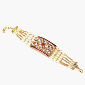 Разноцветный и золотой индийский браслет с искусственными камнями, перламутровыми бусинками