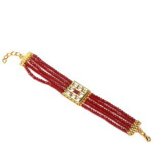 Золотой и розовый индийский браслет с бисером, перламутровыми бусинками