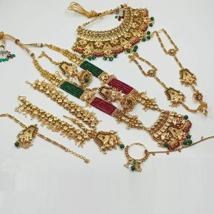 Бордовый, цвета меди, золотой и красный набор свадебных индийских украшений из меди со стразами, перламутровыми бусинками