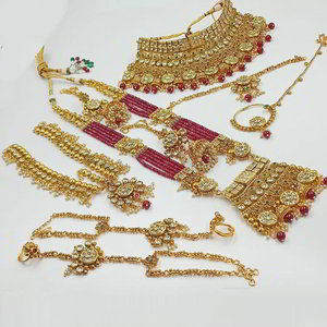Цвета меди, золотой и розовый медный набор свадебных индийских украшений со стразами, перламутровыми бусинками