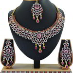 *Золотое и розовое индийское украшение на шею со стразами