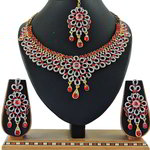 *Бордовое, золотое и красное медное индийское украшение на шею со стразами