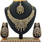 *Молочное и золотое медное индийское украшение на шею со стразами