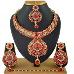 *Золотое и розовое медное индийское украшение на шею со стразами