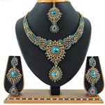 *Цвета меди, золотое и синее медное индийское украшение на шею со стразами