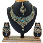 *Цвета меди, золотое и синее медное индийское украшение на шею со стразами