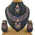 *Цвета меди, золотое и синее медное индийское украшение на шею со стразами