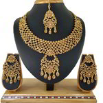 *Золотое индийское украшение на шею из меди со стразами