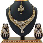 *Молочное и золотое медное индийское украшение на шею со стразами