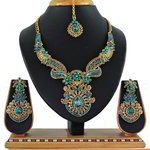 *Золотое медное индийское украшение на шею со стразами