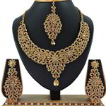 *Золотое медное индийское украшение на шею со стразами