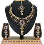 *Лиловое, фиолетовое и золотое медное индийское украшение на шею со стразами