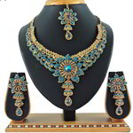 *Цвета меди, золотое и синее медное индийское украшение на шею со стразами