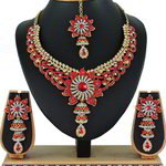 *Бордовое, золотое и красное медное индийское украшение на шею со стразами