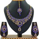 *Золотое медное индийское украшение на шею со стразами