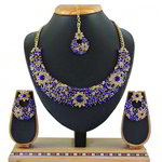 *Цвета меди, золотое и синее индийское украшение на шею из меди со стразами